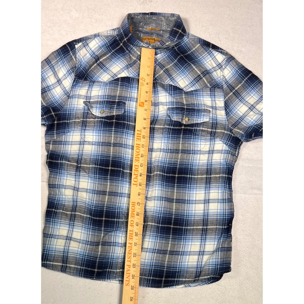 Jack's Girlfriend Western Snap Shirt Women Large Blue Plaid Excellent